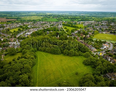 Aerial view of Theydon Bois village in Epping park in Essex, England, UK