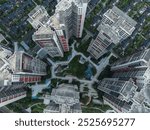 Aerial view of Tianfu New Area landscape in Chengdu city, China