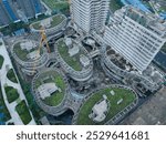 Aerial view of tianfu new area under contruction  in chengdu city,China