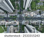 Aerial view of Tianfu New Area landscape in Chengdu city, China