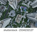 Aerial view of Tianfu New Area landscape in Chengdu city, China