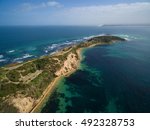 Aerial view of the tip of Mornington Peninsula on a bright sunny day. Melbourne, Victoria, Australia