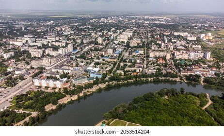 Aerial View Of Tiraspol Parliament With Lenin Statue In An Unrecognised Communist Country Transnistria In Moldova 