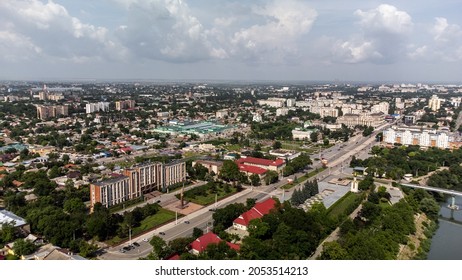 Aerial View Of Tiraspol Parliament With Lenin Statue In An Unrecognised Communist Country Transnistria In Moldova 