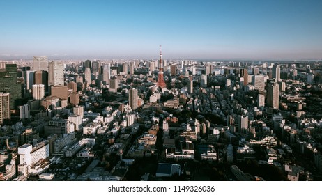 Aerial View Of Tokyo City View With Tokyo Tower