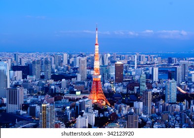 Aerial View of Tokyo Skyline, and Tokyo Tower