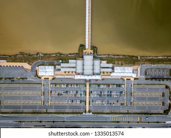 Aerial View - Top Down View Of A Car Park