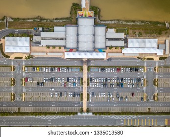 Aerial View - Top Down View Of A Car Park