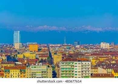 Aerial View Of Torino Dominated By Mole Antonelliana Tower Of The National Cinema Museum