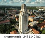 Aerial view of the Tower at the University of Texas in Austin