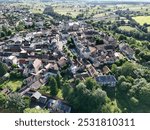 Aerial view of the town of Bourbon-Lancy in Burgundy, France