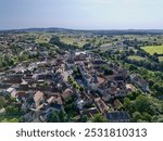 Aerial view of the town of Bourbon-Lancy in Burgundy, France