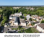 Aerial view of the town of Bourbon-Lancy in Burgundy, France