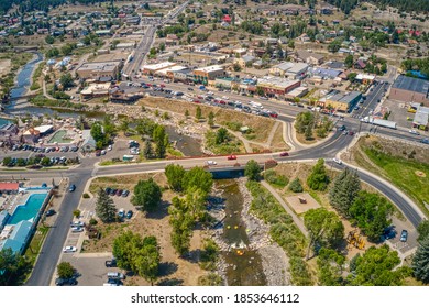 Aerial View Of The Town Of Pagosa Springs, Colorado Which Is Famous With Tourists For Its Multiple Hot Springs