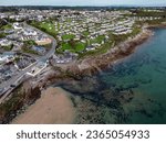 Aerial view of the town and seafront of Benllech on the island od Anglesey in North Wales.