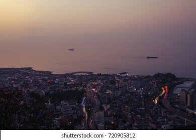 Aerial View Of Trabzon Turkey Cityscape At Night 