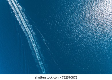 Aerial View Of The Trail On The Water From The Boat