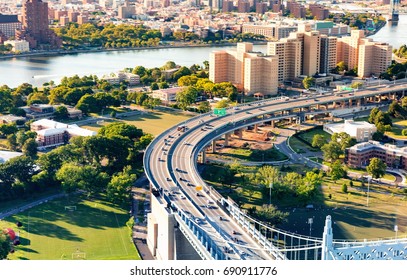 Aerial View Of The Triborough Bridge On Randall's Island In NYC