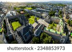 Aerial view of Trinity College in Dublin, the sole constituent college of the University of Dublin and a research university in Dublin, Ireland