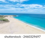 Aerial view of tropical beach with resorts in Cabo San Jose, Baja California Sur, Mexico