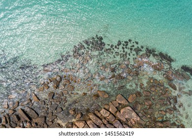 Aerial view, tropical beach, top view of the waves on the beautiful sand beach - Shutterstock ID 1451562419