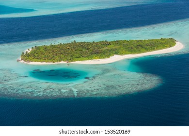 Aerial View Of Tropical Island In Maldives