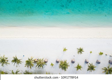 Aerial View Of Tropical White Sand Beach At Sunrise Beach, Lipe Island, Thailand.