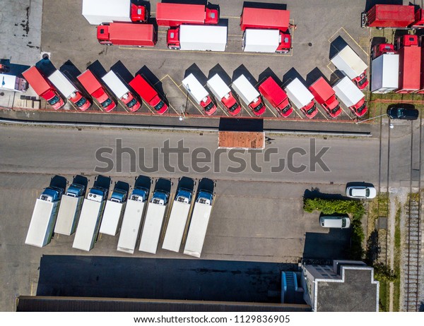 Aerial view of truck\
dock in switzerland