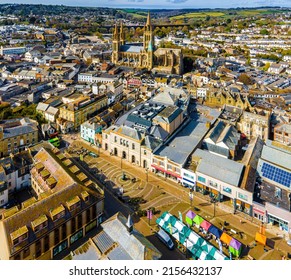 Aerial view of Truro, the capital of Cornwall, England, UK