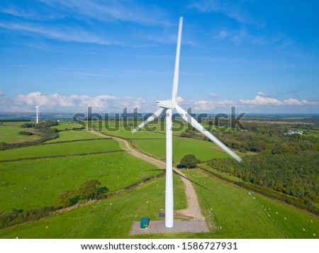 Similar – Image, Stock Photo Wind turbine aerial view on green field