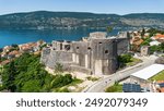 Aerial view of the turkish fortress of Kanli Kula in Herceg Novi, a town in located at the western entrance to the Bay of Kotor on the coast of the Adriatic Sea in Montenegro