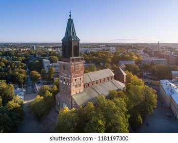 Aerial View Of Turku Cathedral At Summer Morning