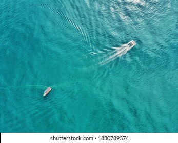 Aerial View Of Two Fishermen's Boats On Open Sea