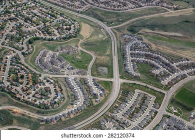 Aerial View Of Typical Affordable Tract Housing Development In Colorado Springs, Colorado