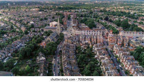 Aerial View Of A Typical Edwardian Victorian Village In North London