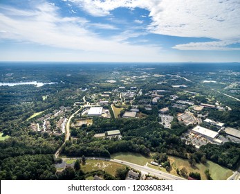 Aerial view of typical southern suburbs in Atlanta Georgia