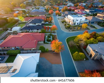 Aerial View Of A Typical Suburb In Australia
