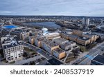 Aerial view of UMASS Lowell in early winter 