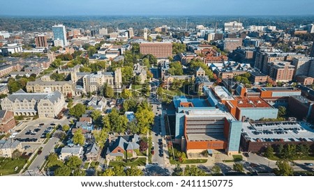 Aerial View of University Campus and Urban Mix, Ann Arbor