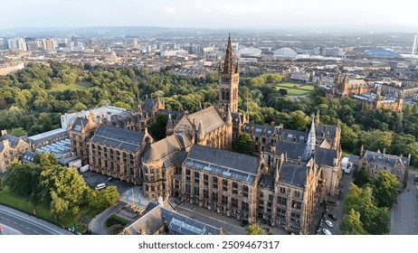 Aerial View of University of Glasgow, Scotland, United Kingdom UK, Europe