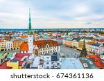 Aerial view of the upper square and the town hall of the czech city Olomouc.
