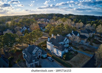 Aerial View Of An Upscale Sub Division In Suburbs Of Atlanta