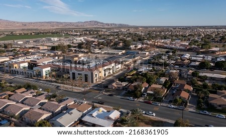 Aerial view of the urban core of Coachella, California, USA.