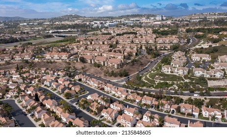 Aerial View Of The Urban Core Of Orange County City Of Aliso Viejo, California, USA.