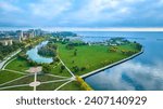 Aerial View of Urban Park by Lake Michigan, Milwaukee