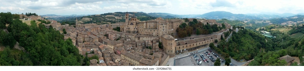 Aerial View Of Urbino, Pesaro And Urbino Province, Italy 