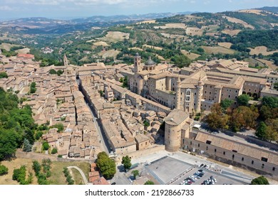 Aerial View Of Urbino, Pesaro And Urbino Province, Italy 