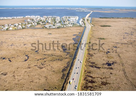 Aerial view of US 64 between Manteo and Nags Head North Carolina
