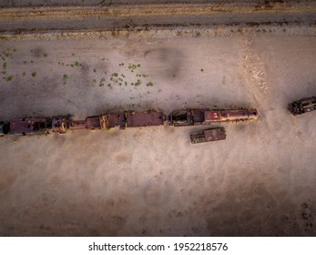 Aerial View Uyuni Train Cemetery