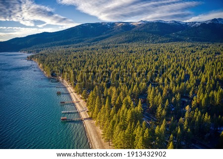 Aerial View of the Vacation Community of Incline Village on Lake Tahoe in Winter